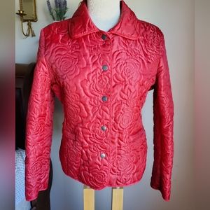 🌹Red Rose embossed button up jacket. Size: M